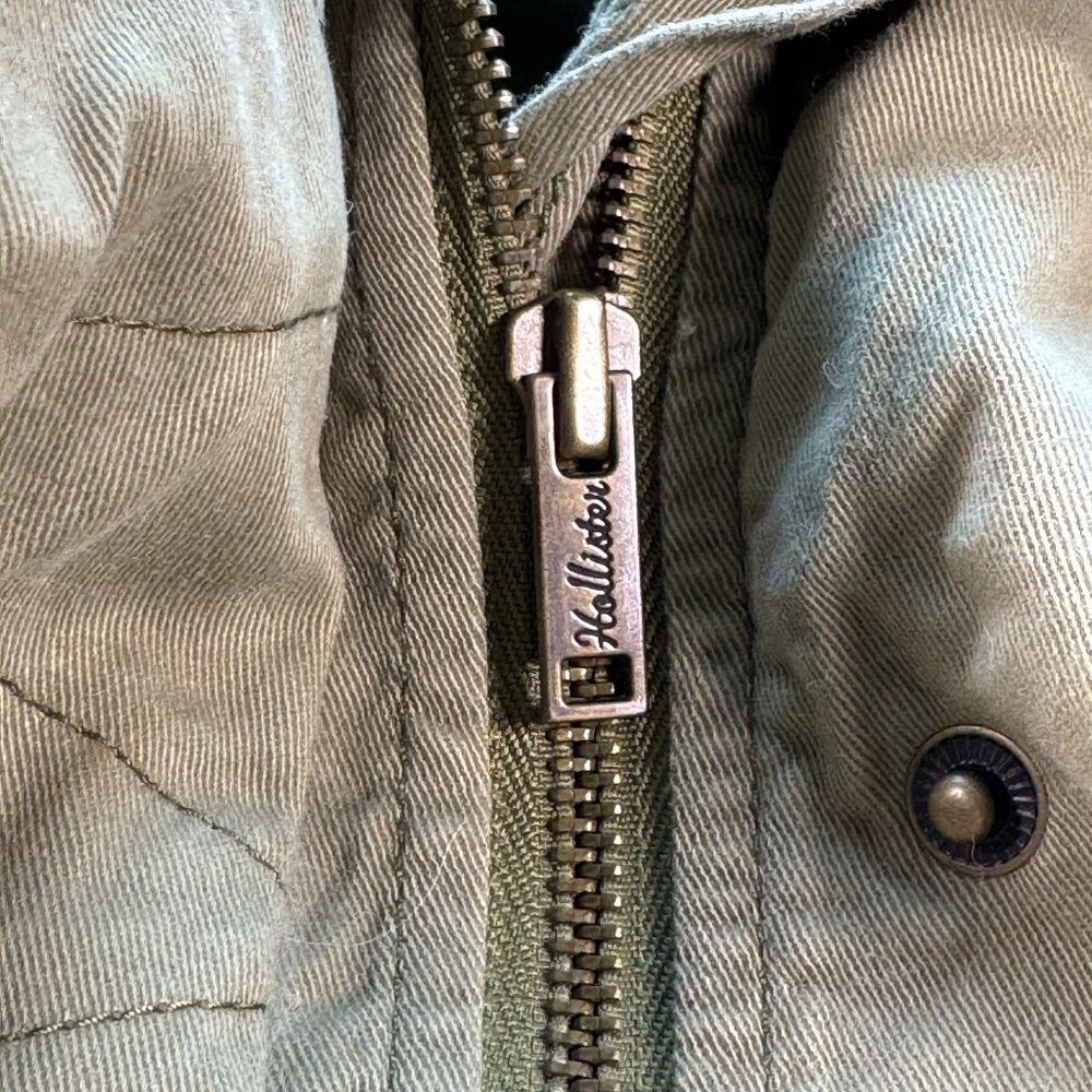 Hollister Womens Olive Green Utility Jacket With Snap Buttons & Pockets Size S - Picture 7 of 9